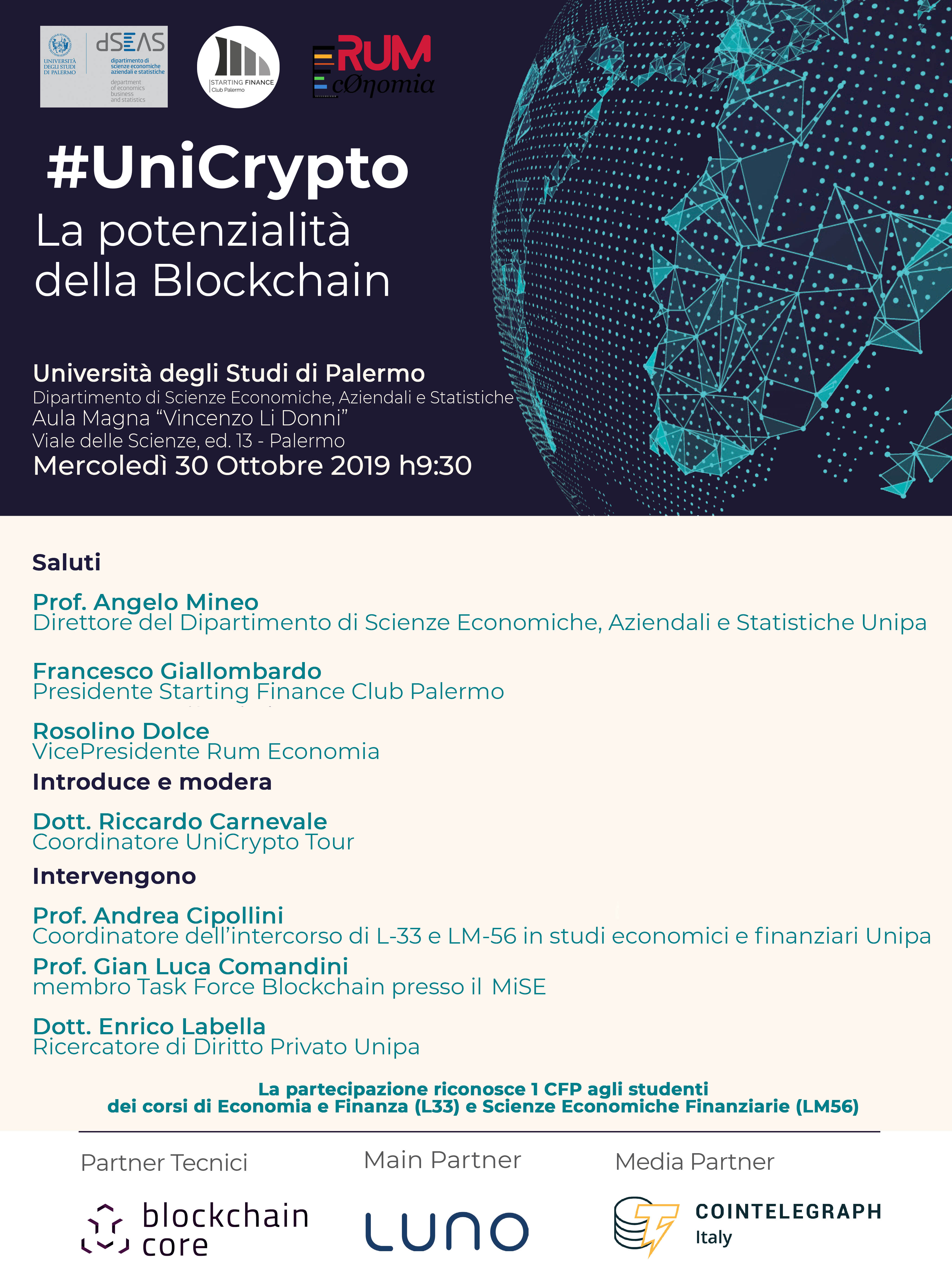 Locandina UniCrypto Tour - Palermo 2