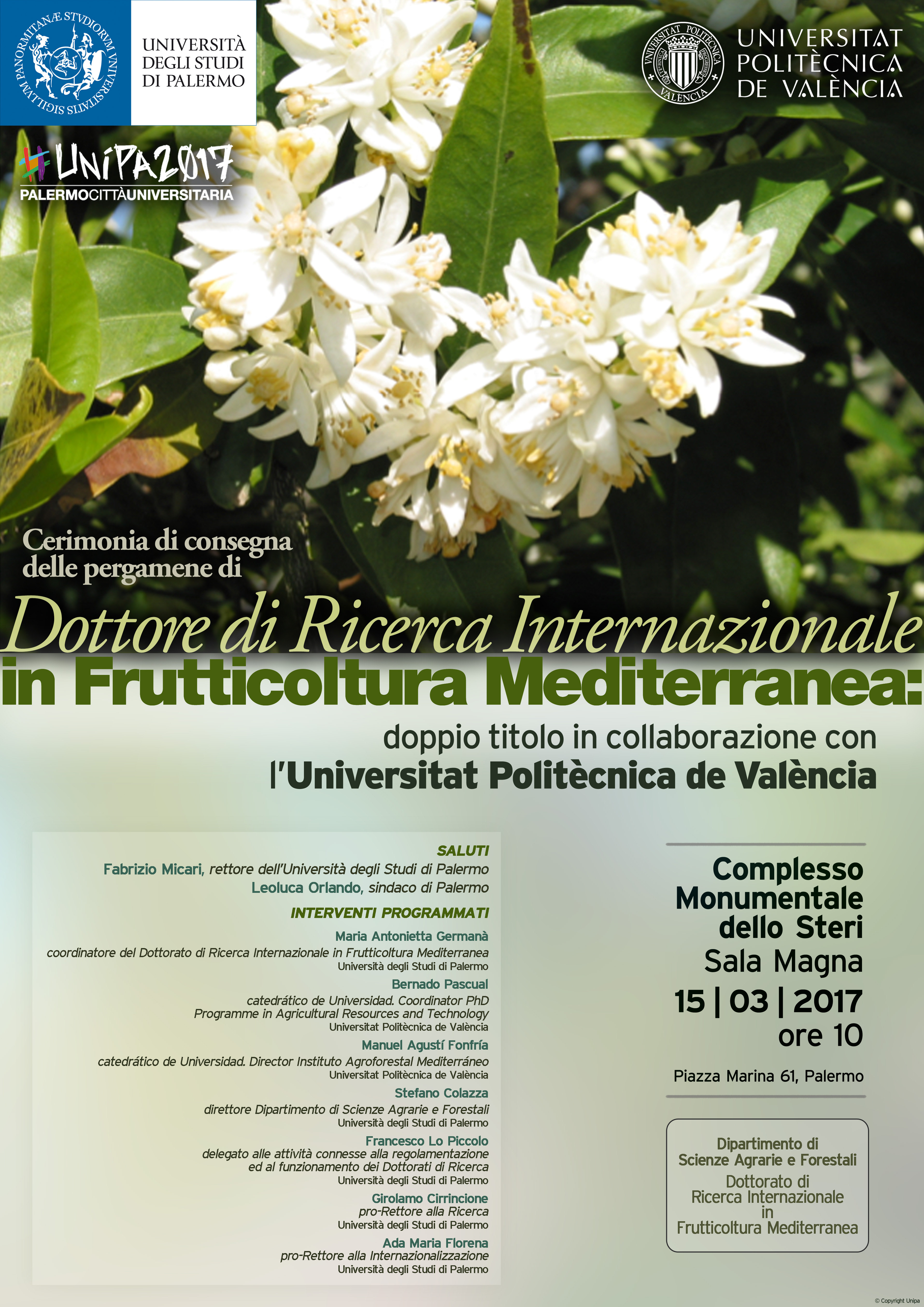 Consegna pergamene Dr. di Ricerca Internazionale in Frutticoltura Mediterranea (1)