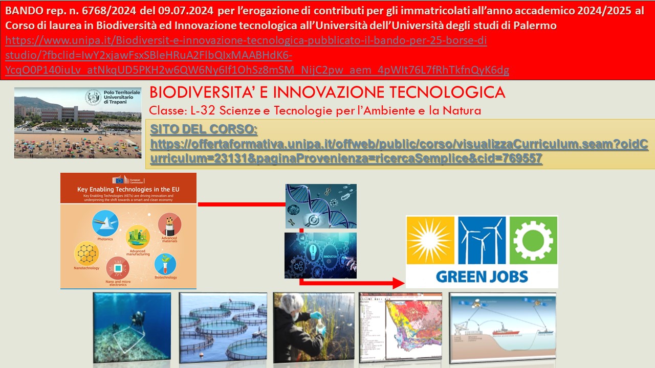 Corso di Studio Biodiversità e Innovazione Tecnologica - Riapertura termini per l'erogazione di contributi -Scadenza 17 ottobre 2024