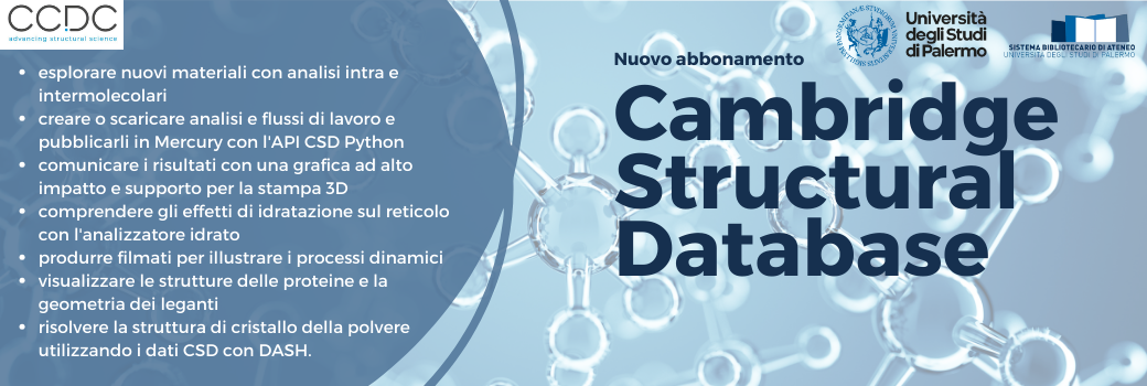 The Cambridge Structural Database (CSD): nuovo abbonamento | Università ...