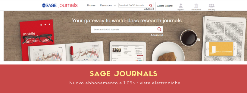PERIODICI ELETTRONICI / Nuovo abbonamento a SAGE Journals (1.093 periodici elettronici)