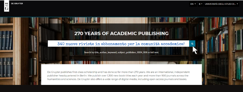 De Gruyter online: nuovo abbonamento