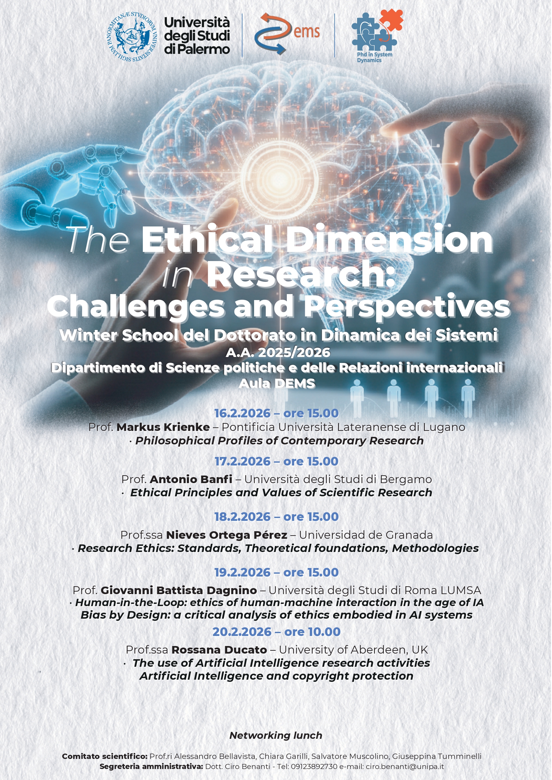 Locandina Winter School - The Ethical Dimension in Research: Challenges and Perspectives