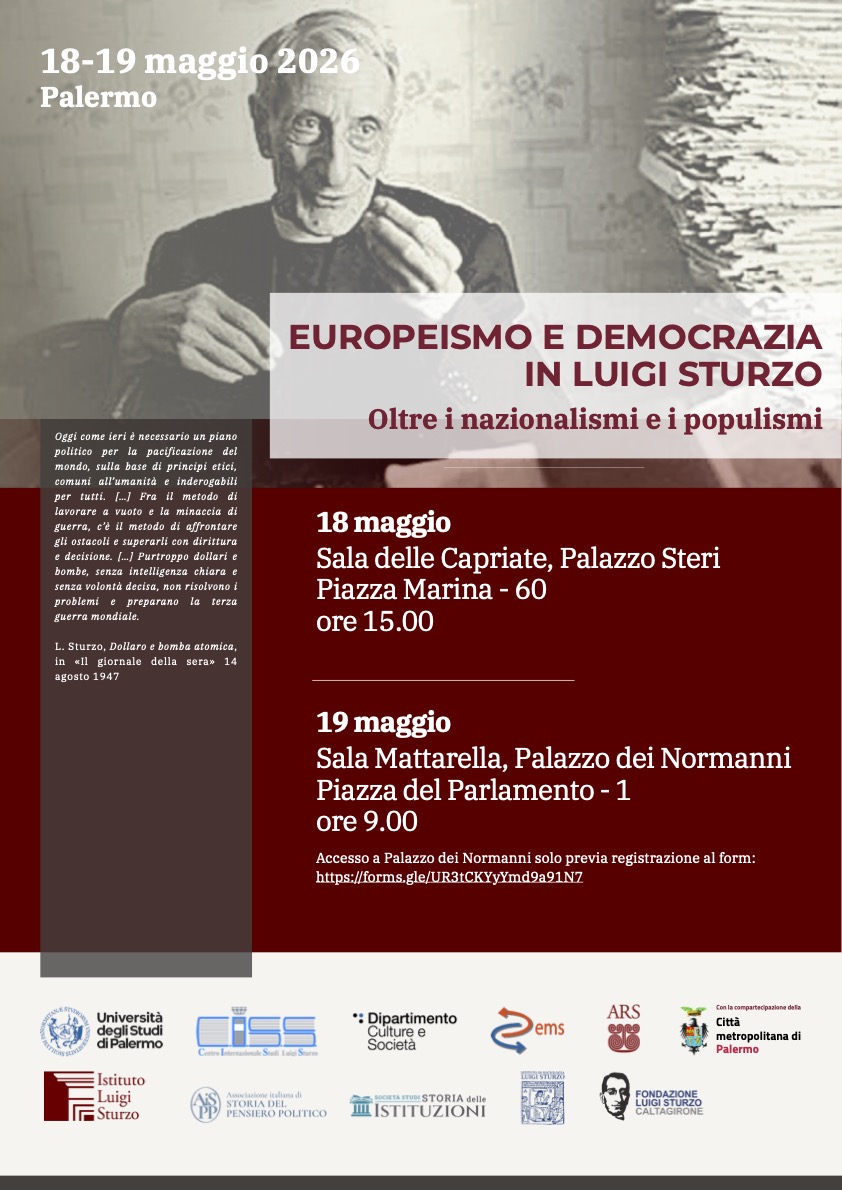 Locandina Europeismo e Democrazia in Luigi Sturzo