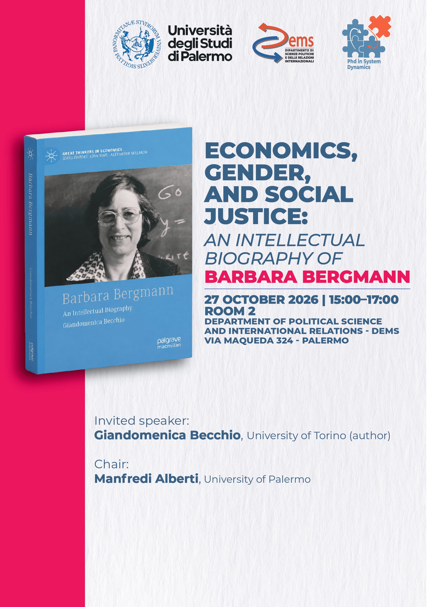 Locandina Economics Gender and Social Justice