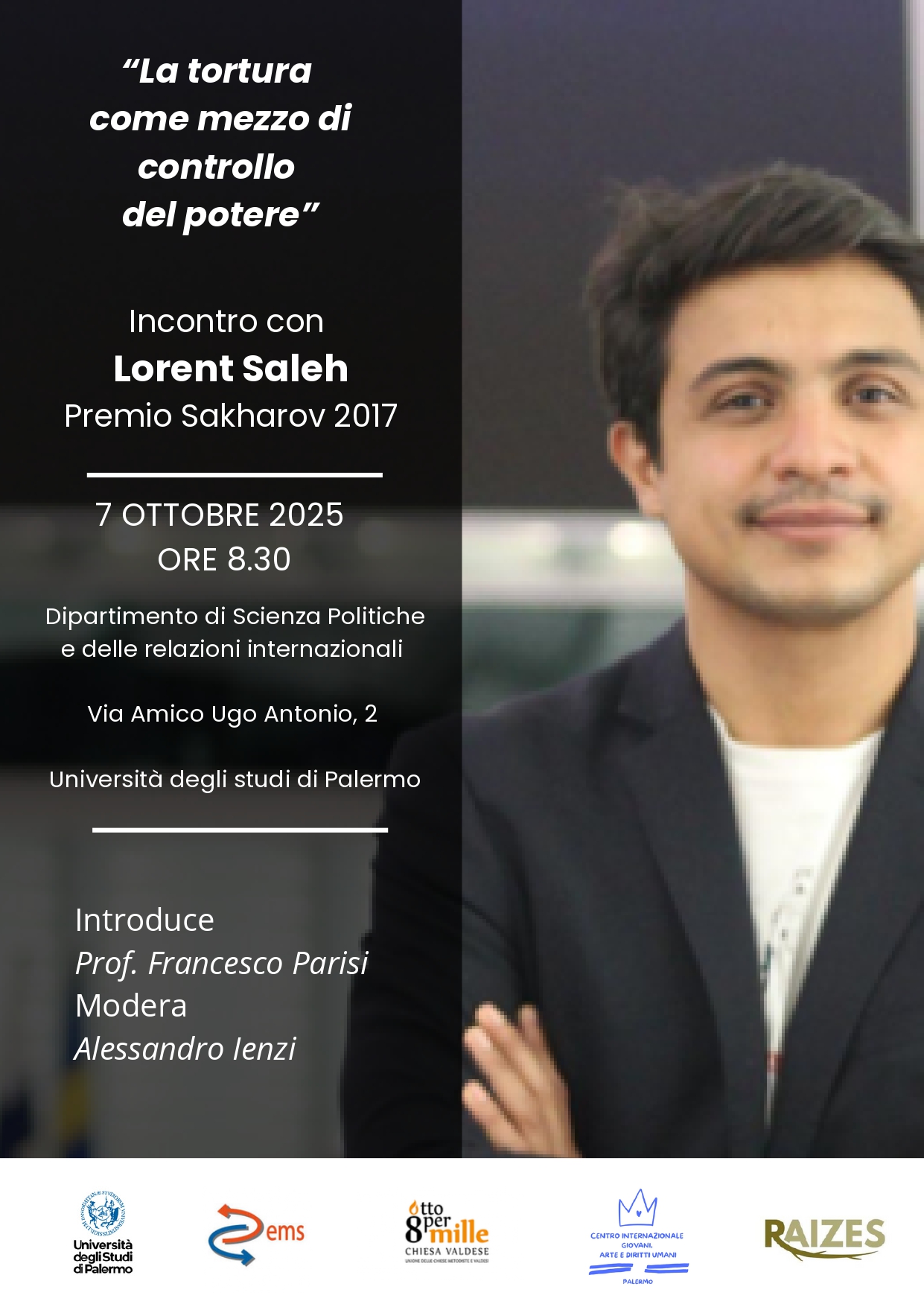 Locandina incontro con Lorent Saleh