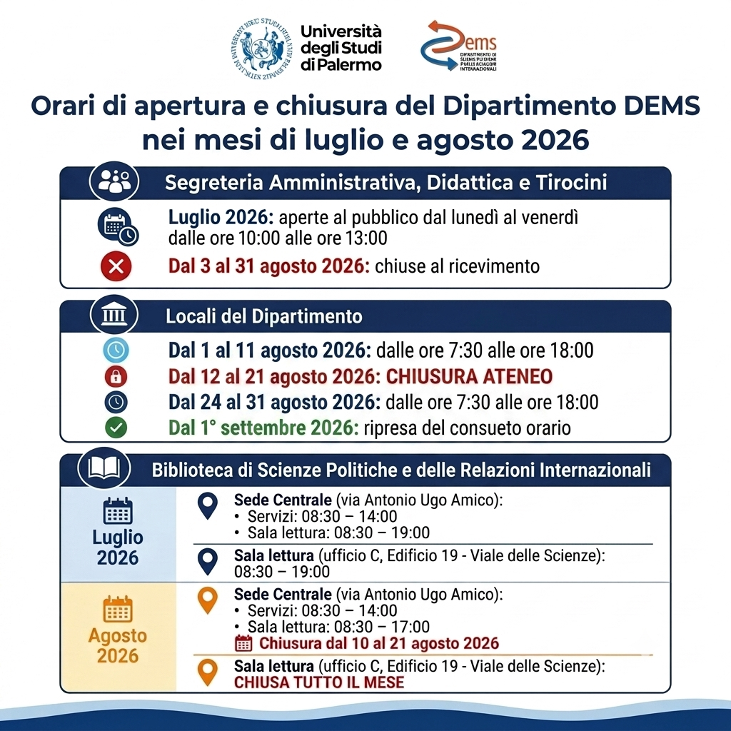 Orario di chiusura DEMS