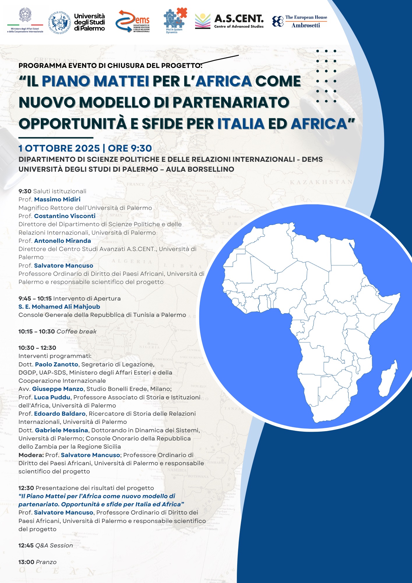 Locandina evento Piano Mattei