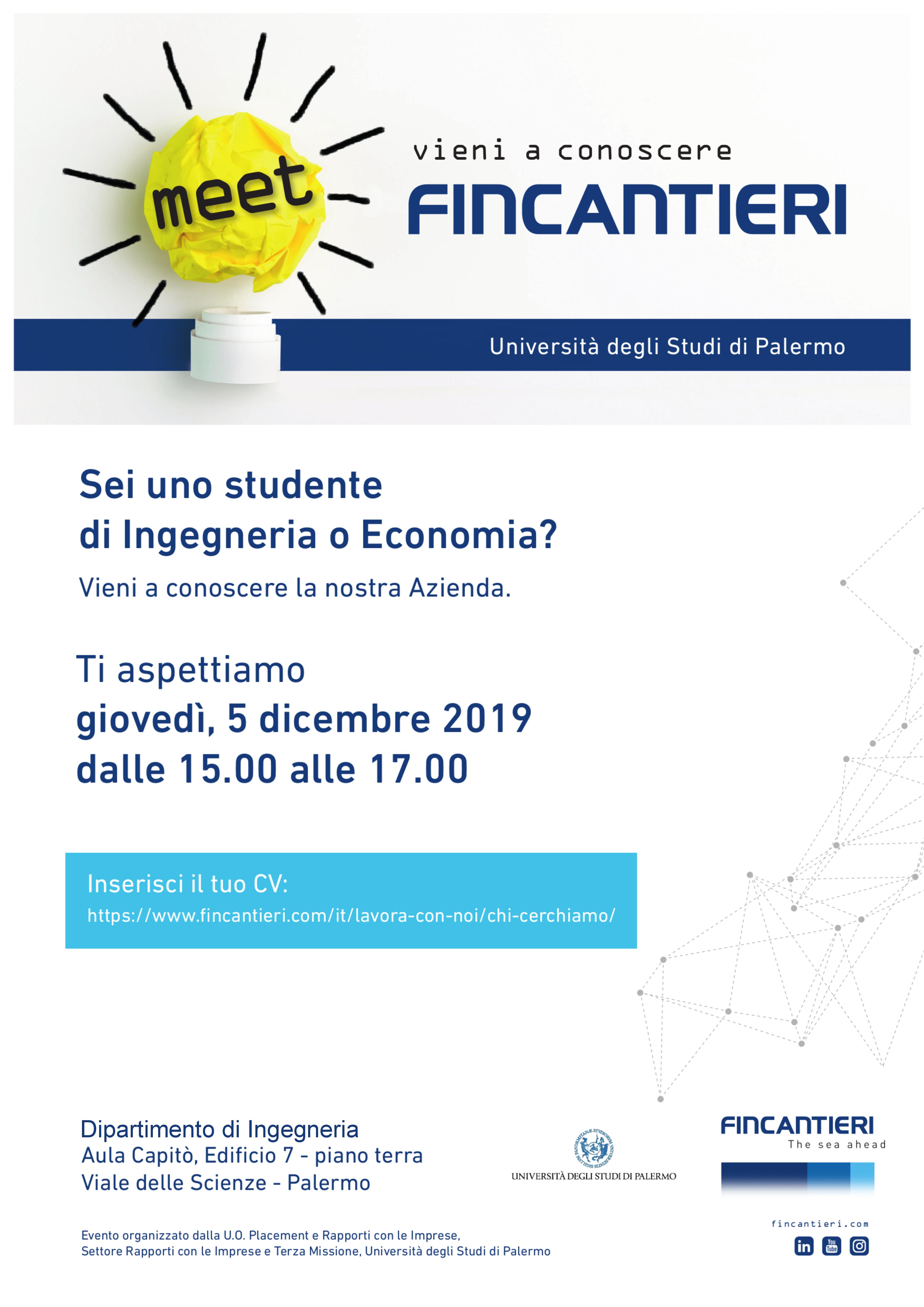 Locandina Recruiting Fincantieri - UniPa 05 dicembre 2019