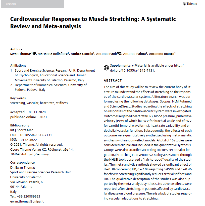 Cardiovascular Responses to Stretching