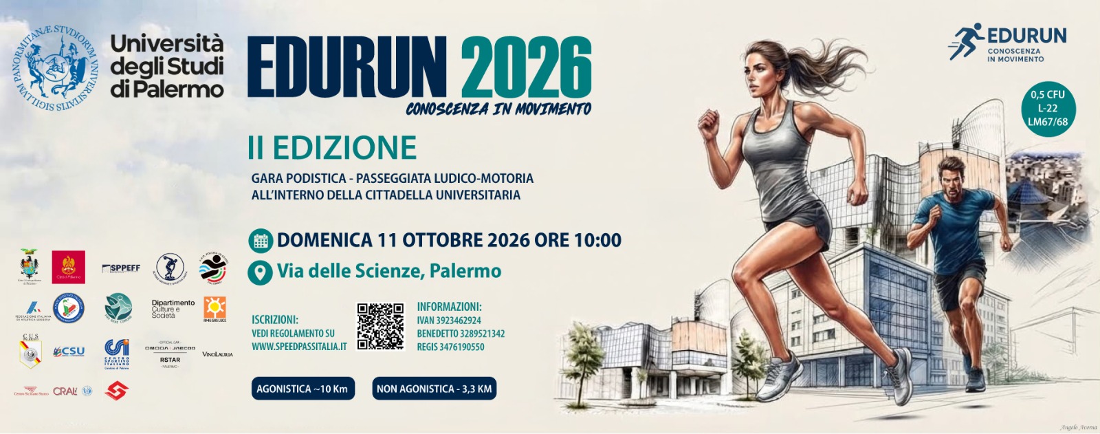 Sport, comunità e benessere: l’11 ottobre la cittadella universitaria di viale delle Scienze si anima con “EduRun 2026”