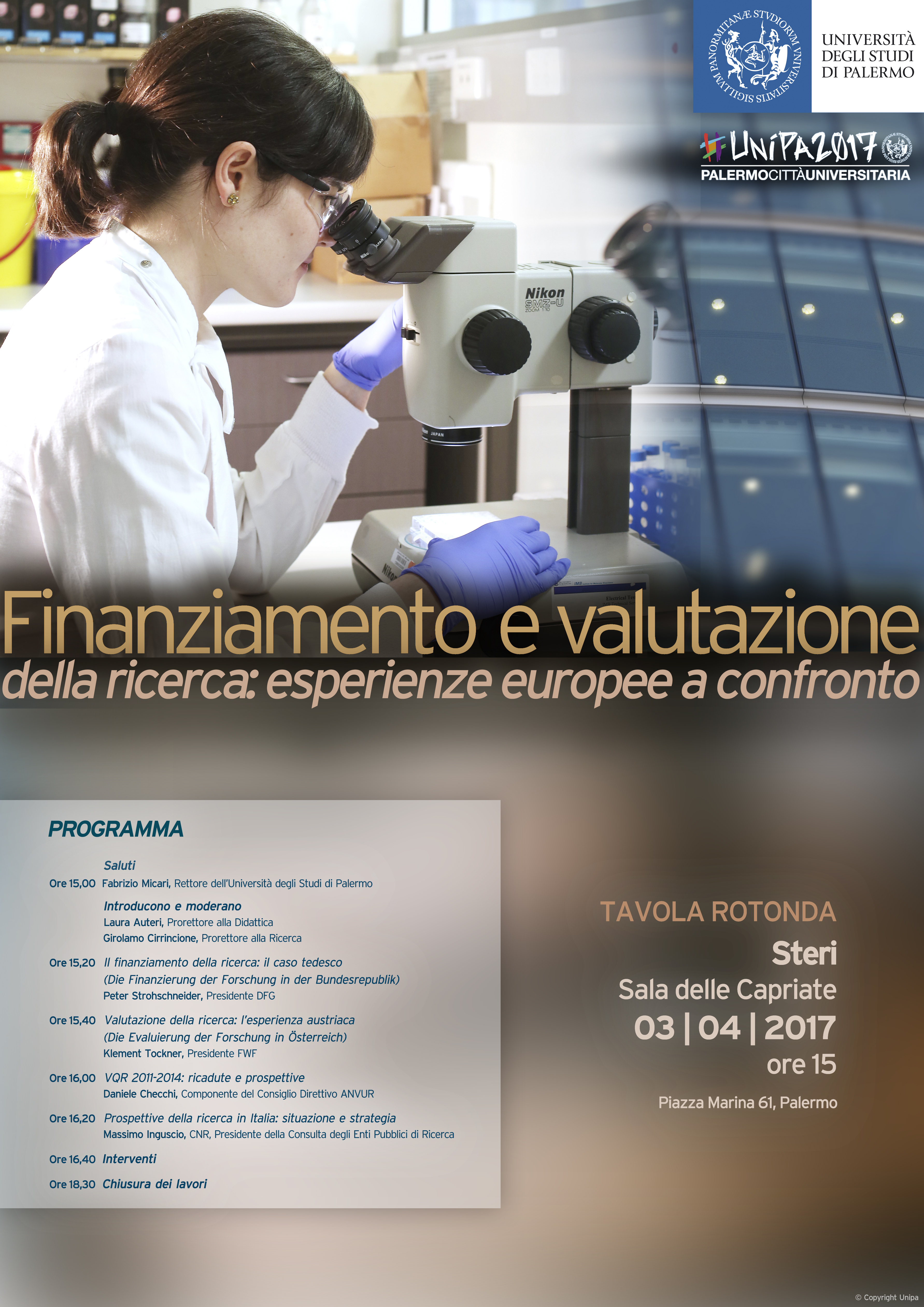 Locandina Tavola Rotonda Finanziamento e Valutazione della Ricerca