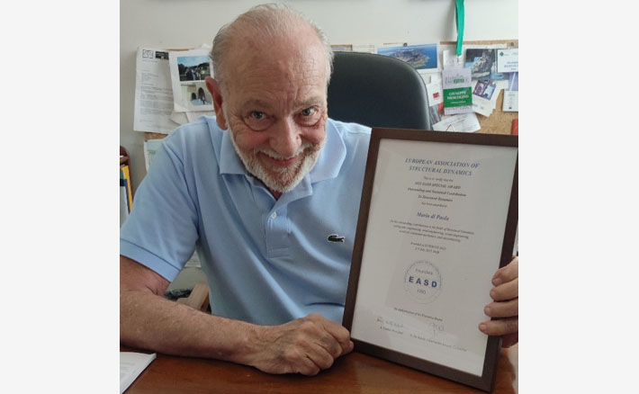 Il prof. Mario Di Paola vince il 2023 EASD - European Association of Structural Dynamics Special Award