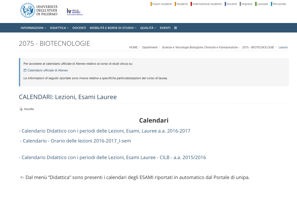 terza Schermata calendario ufficiale