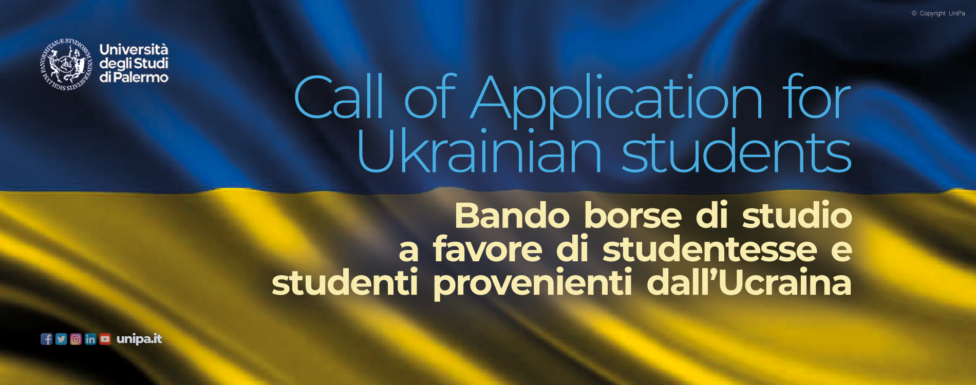 Call of Application for Ukrainian students - Bando n. 16 borse di studio a favore di studentesse e studenti provenienti dall’Ucraina