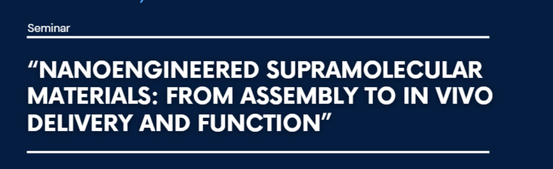 Seminario su:"Nanoengineered Supramolecular Materials: From Assembly to In Vivo Delivery and Function"
